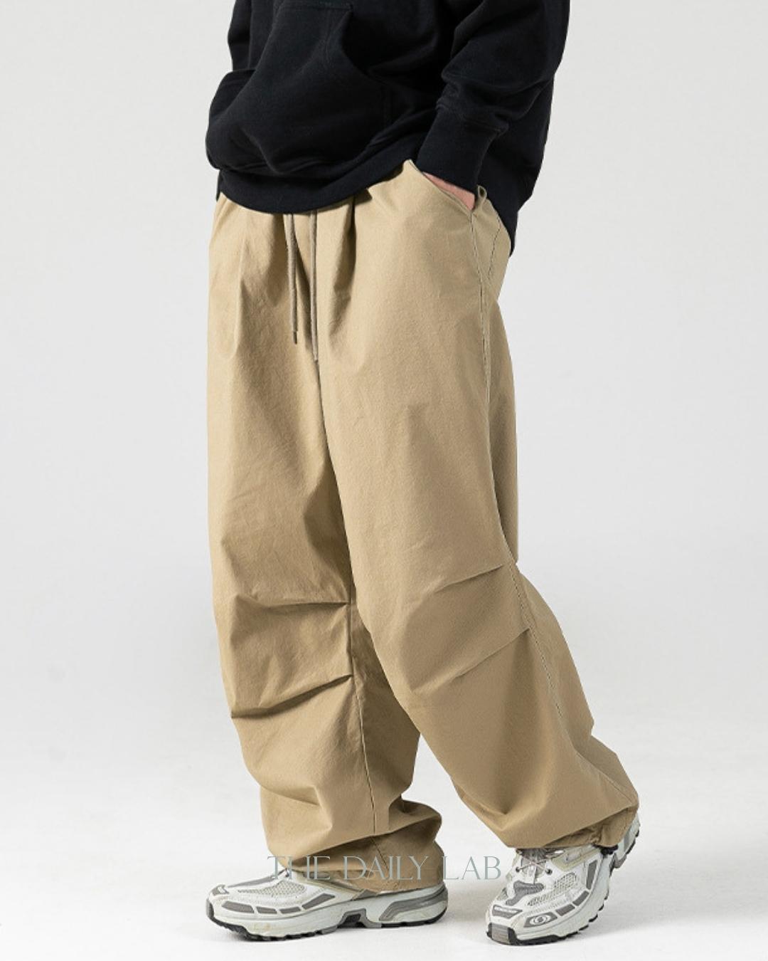 Vintage Loose Fit Casual Long Pants in Khaki – The Daily Lab