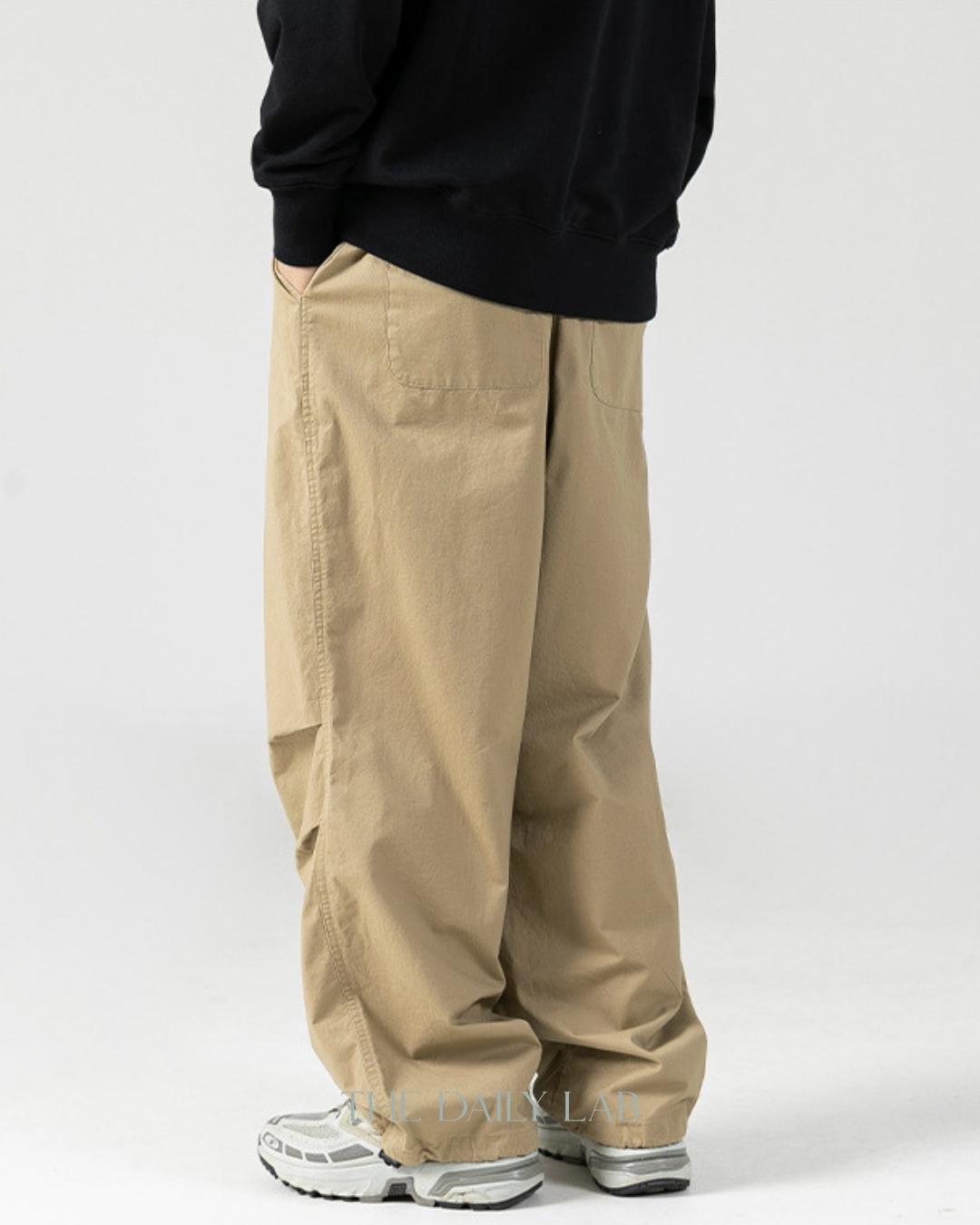 Vintage Loose Fit Casual Long Pants in Khaki – The Daily Lab