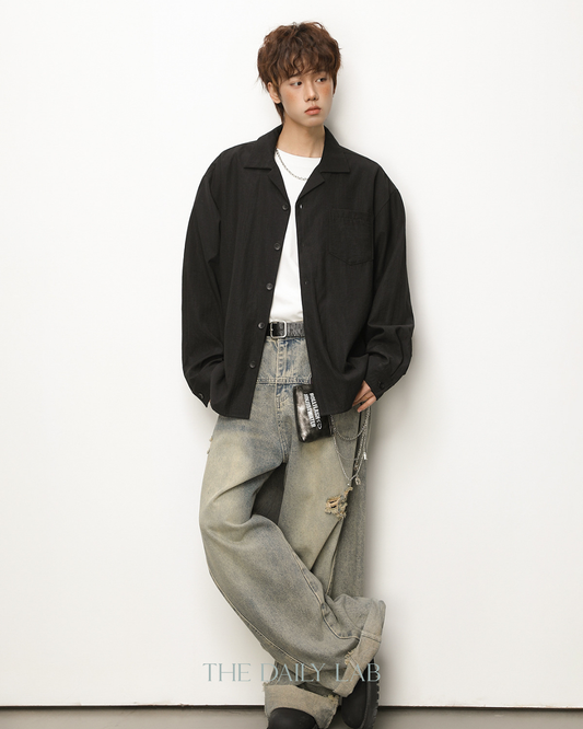 Cuban Linen Shirt in Black