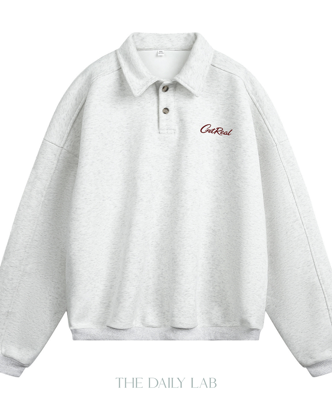 Get Real Varsity Long Sleeve Polo in White