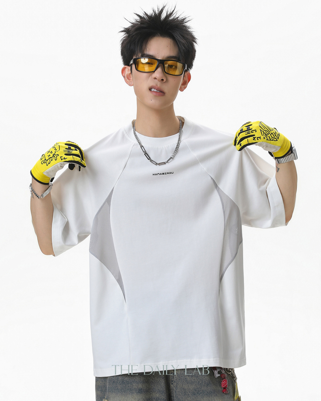 Raglan Mesh Tee in White