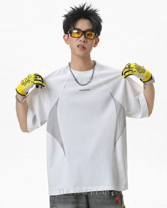 Raglan Mesh Tee in White