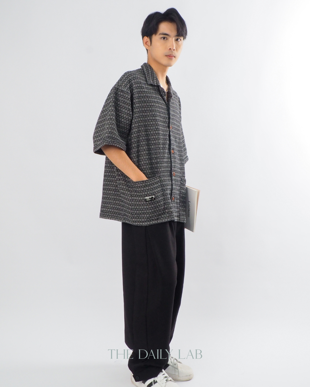 Japanese Retro Workwear Denim Shirt in Black
