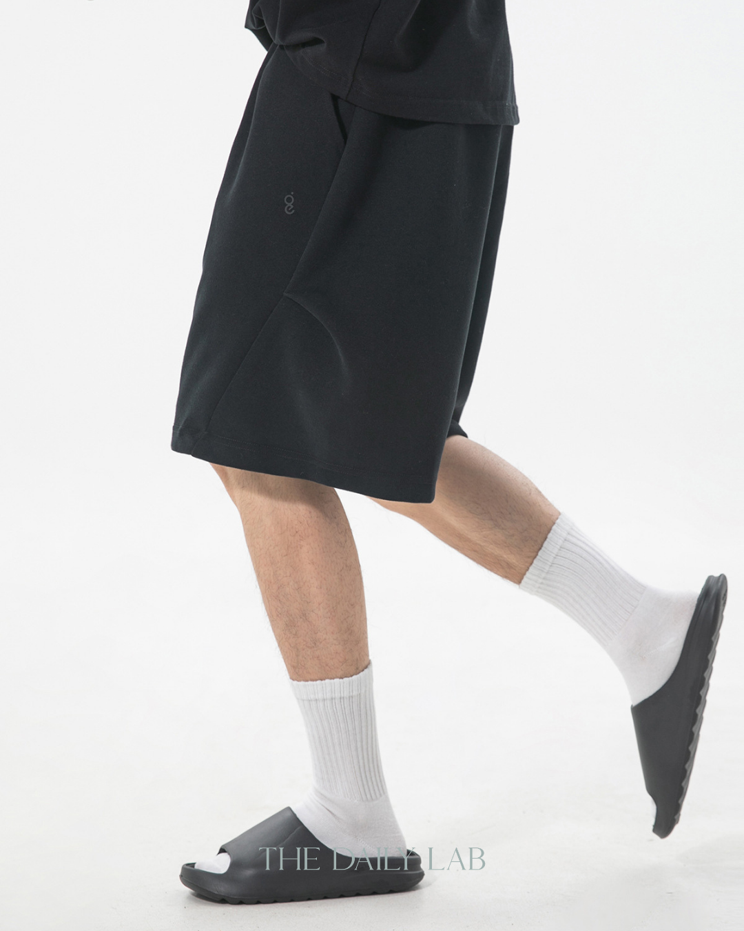Geometric Pleated Shorts in Black
