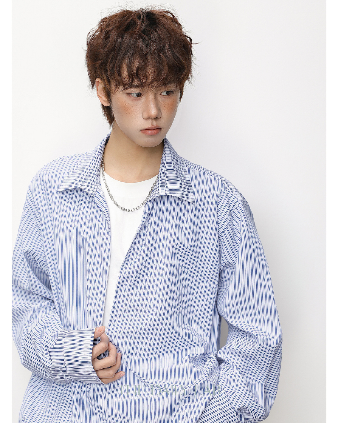Striped Textured Collar Shirt in Blue