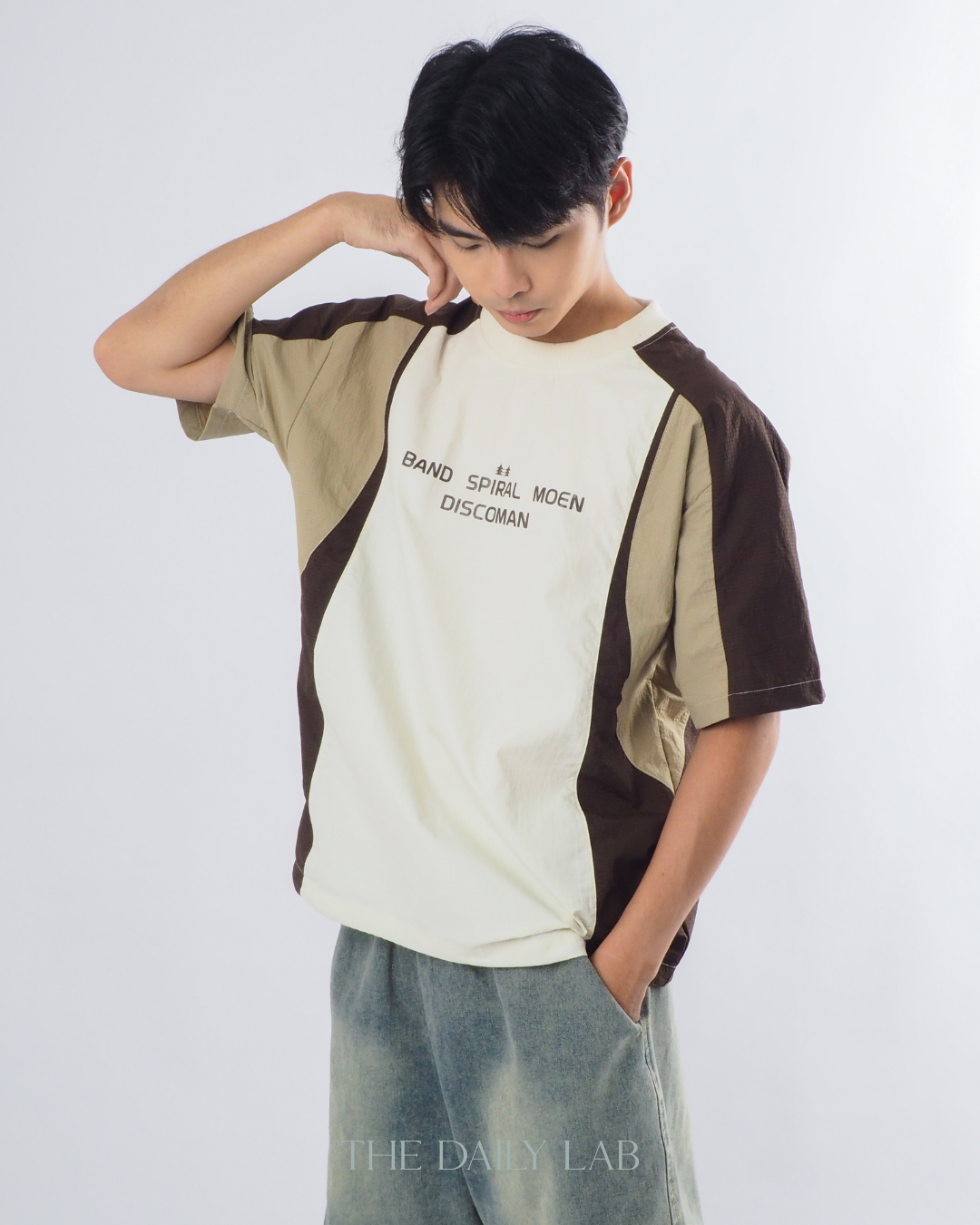 Outdoor Techwear Colorblock T-Shirt in Brown