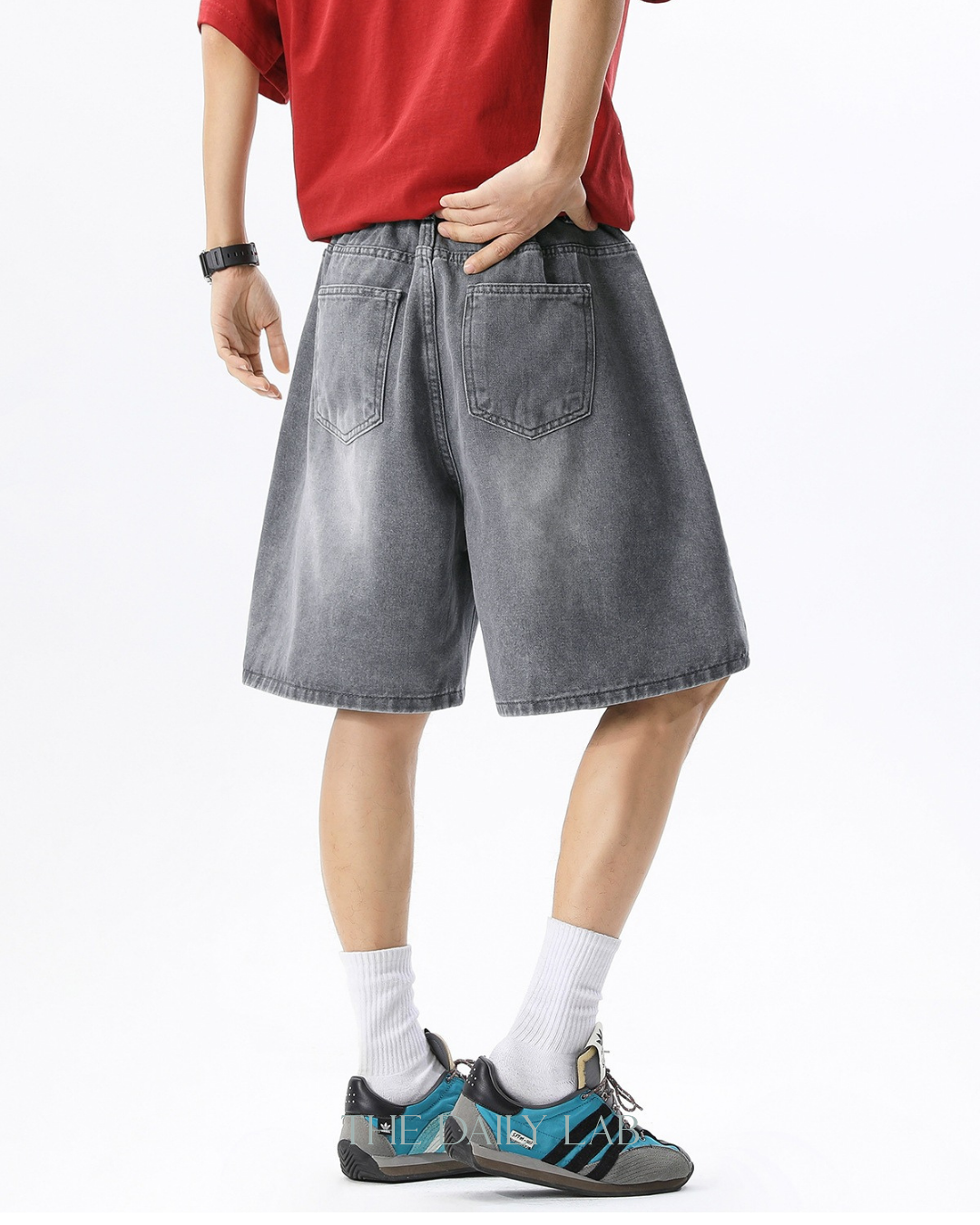 Ripped Hole Denim Loose Pants in Grey