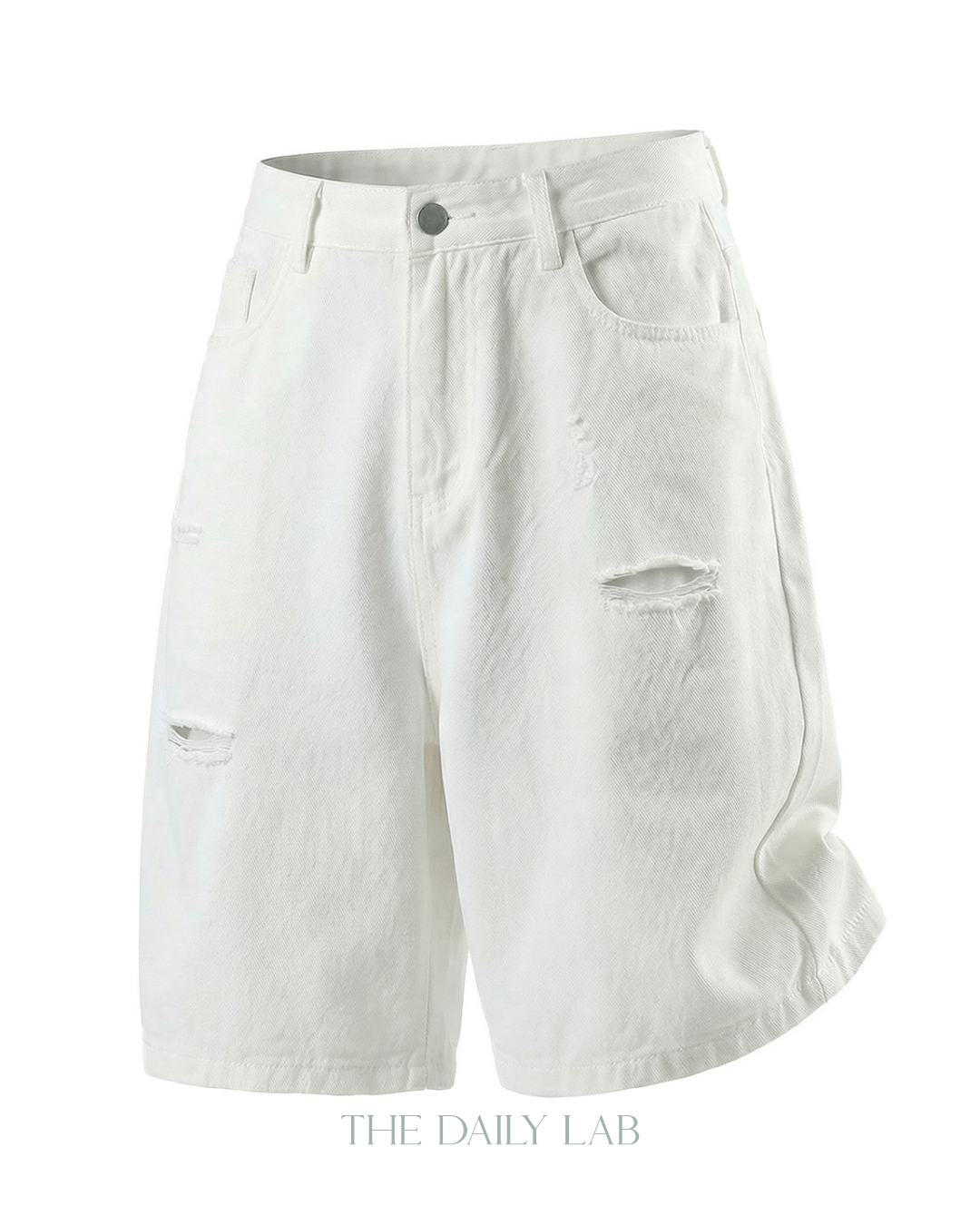 Ripped Hole Denim Loose Pants in White