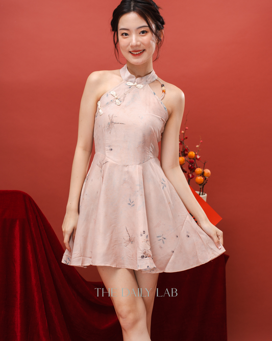 Peach Bloom Cheongsam Dress