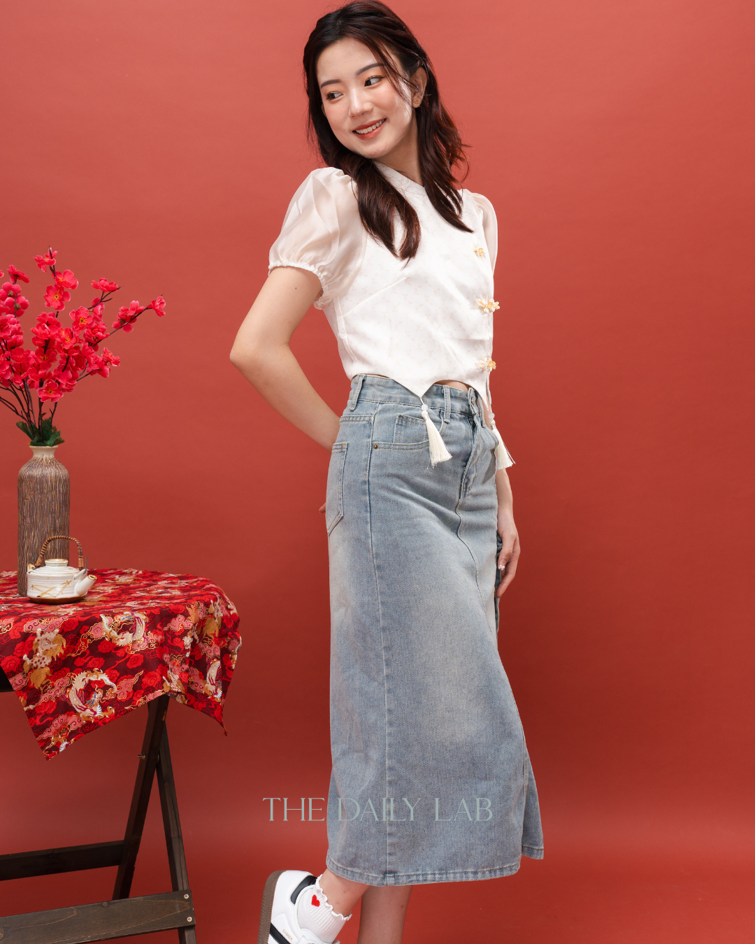 Vintage Puff Sleeve Qipao Top