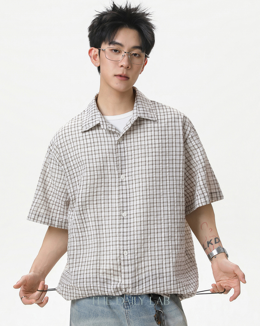 Boxy Plaid Shirt in Khaki