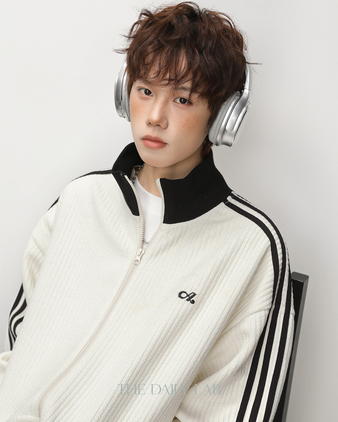 Patchwork Vertical Texture Hoodie in White