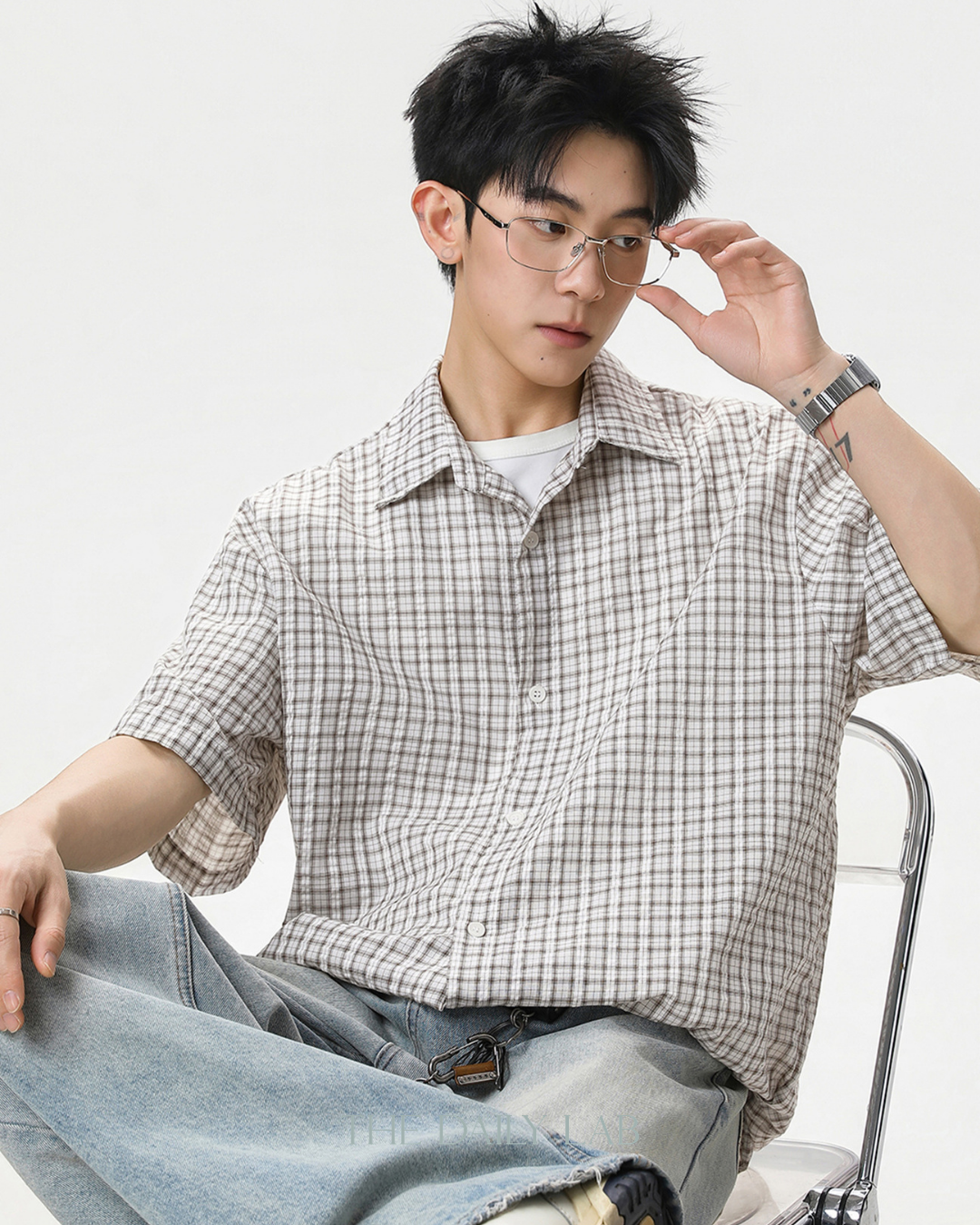 Boxy Plaid Shirt in Khaki