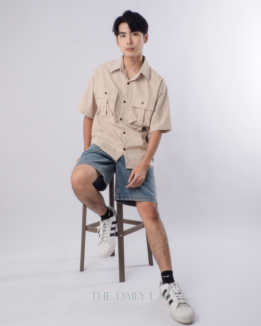 Japanese Style Short Sleeve Jacket in Beige