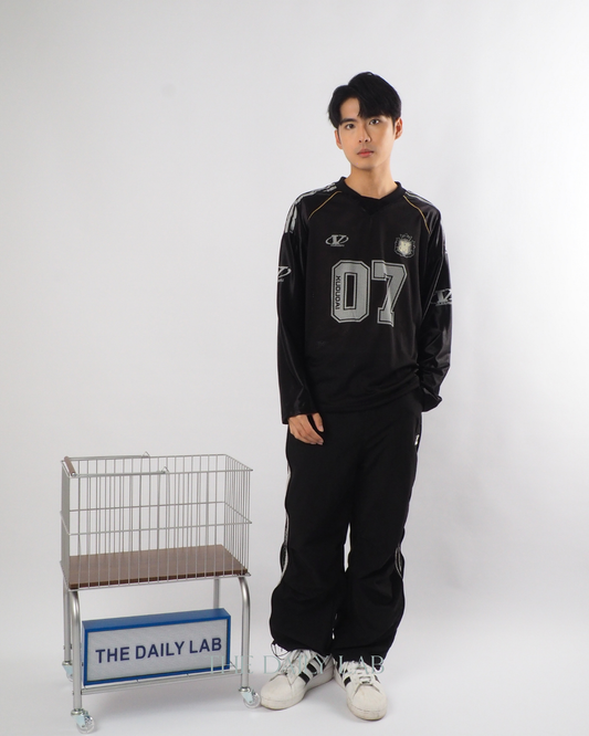 Vintage Mesh Long Sleeve Tee in Black