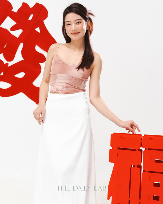 Bamboo Leaf Mesh Tank Top in Pink