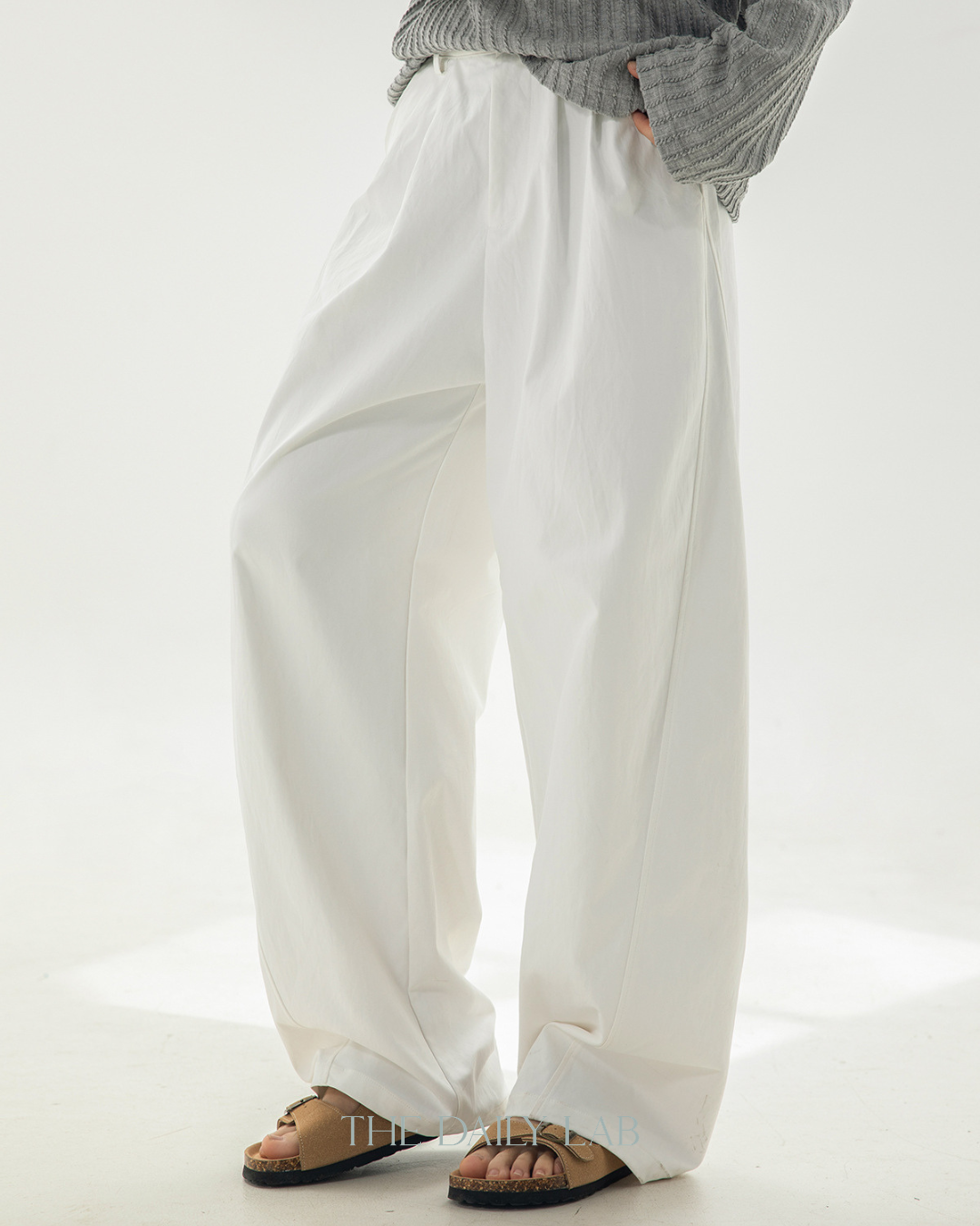 Division Pleat Long Pants in White