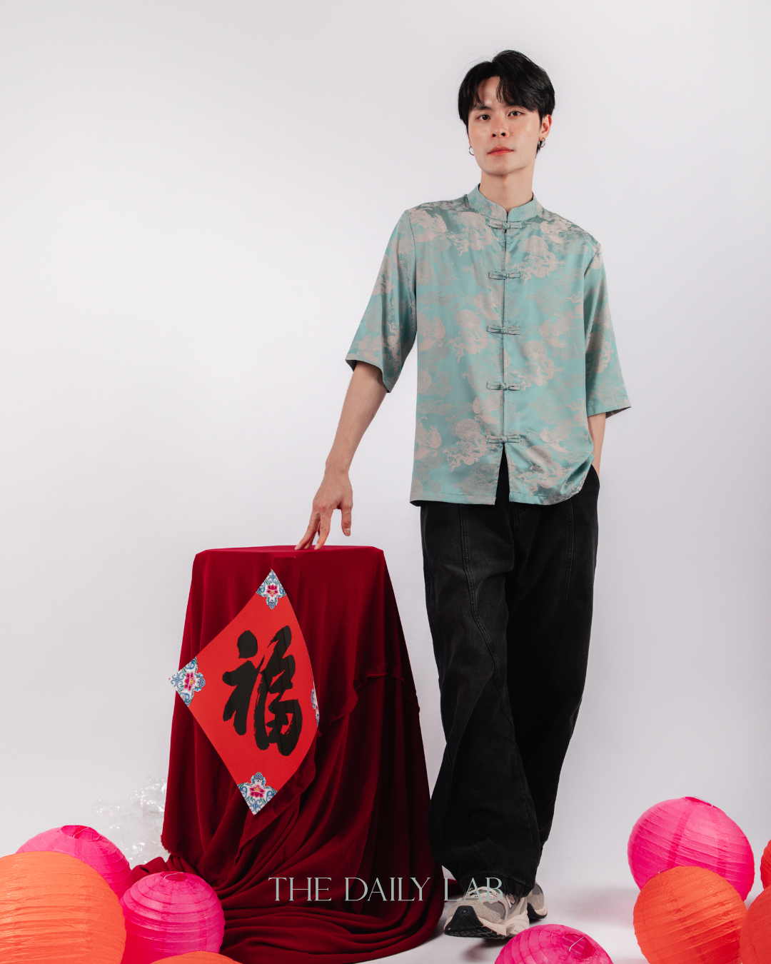 Vintage Jacquard Tang Suit Shirt in Blue