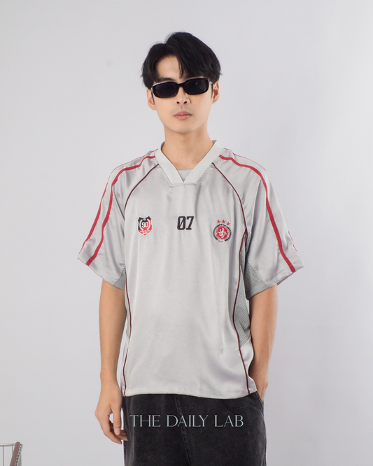 American Vintage Football Tee in Grey