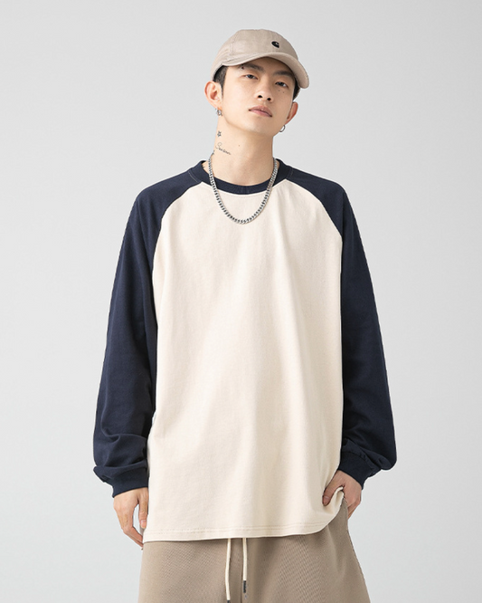 250G Dual Tone Patchwork Tee in Blue
