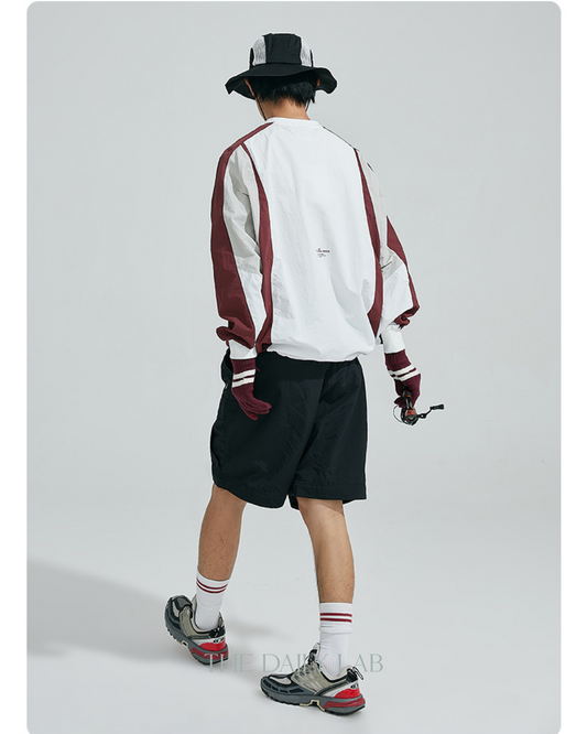 American Vintage Color-block Raglan Pullover Jacket In Red