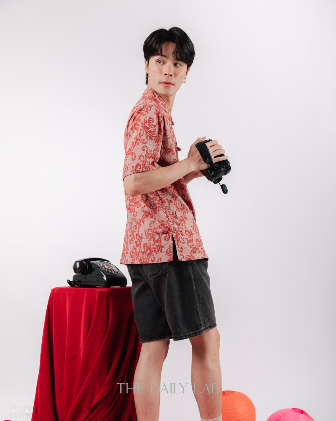 Chinese Style Linen Cotton Shirt in Red