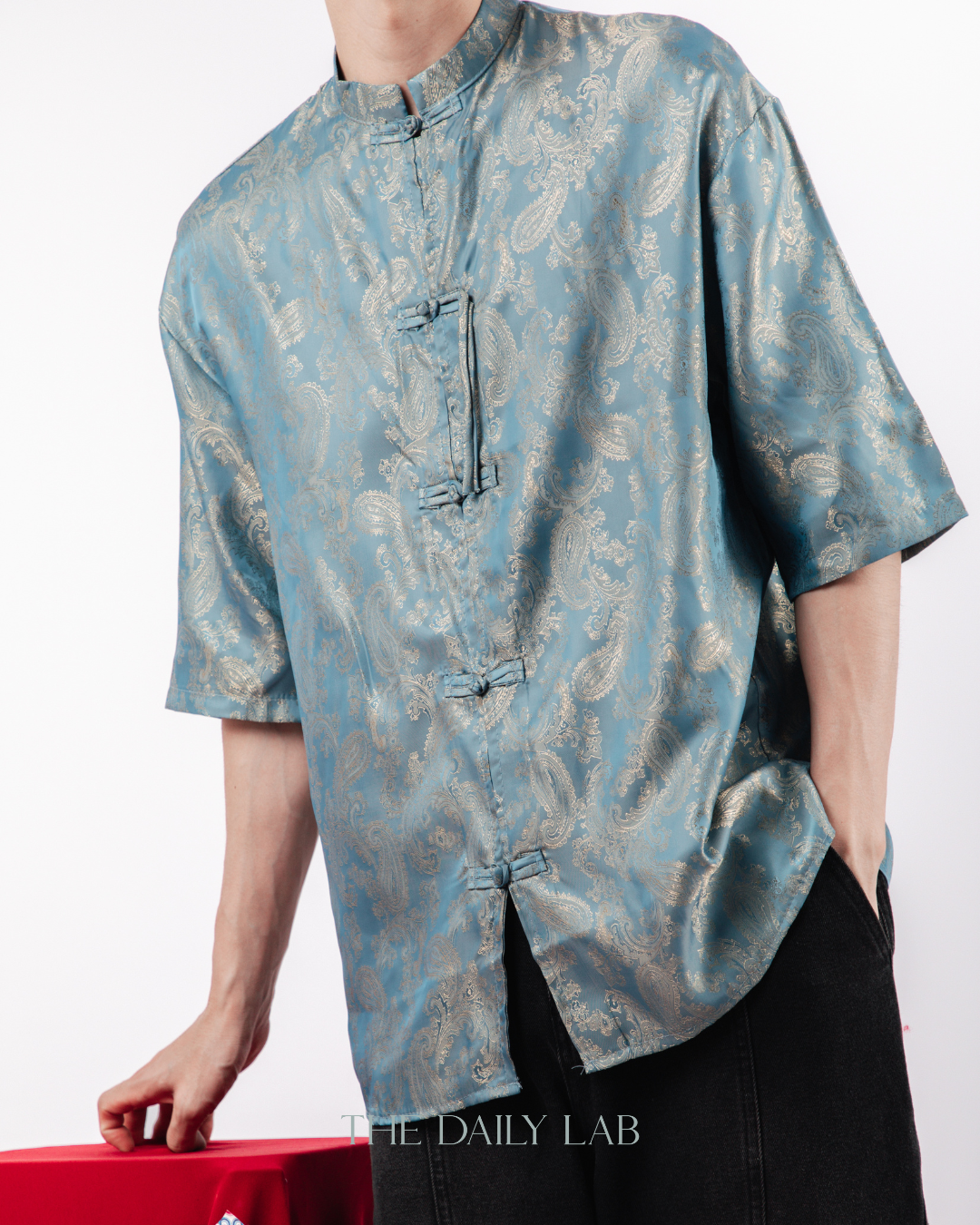 Chinese Style Phoenix Jacquard Shirt in Blue