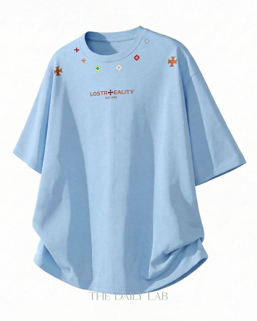 Lost Reality Oversized Tee in Light Blue