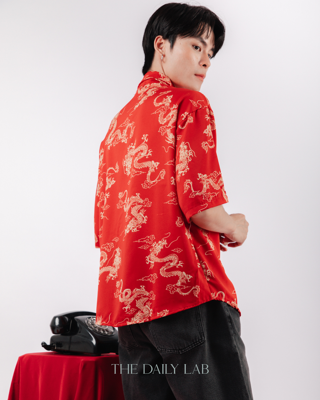 Gold Dragon Chinese Shirt in Red