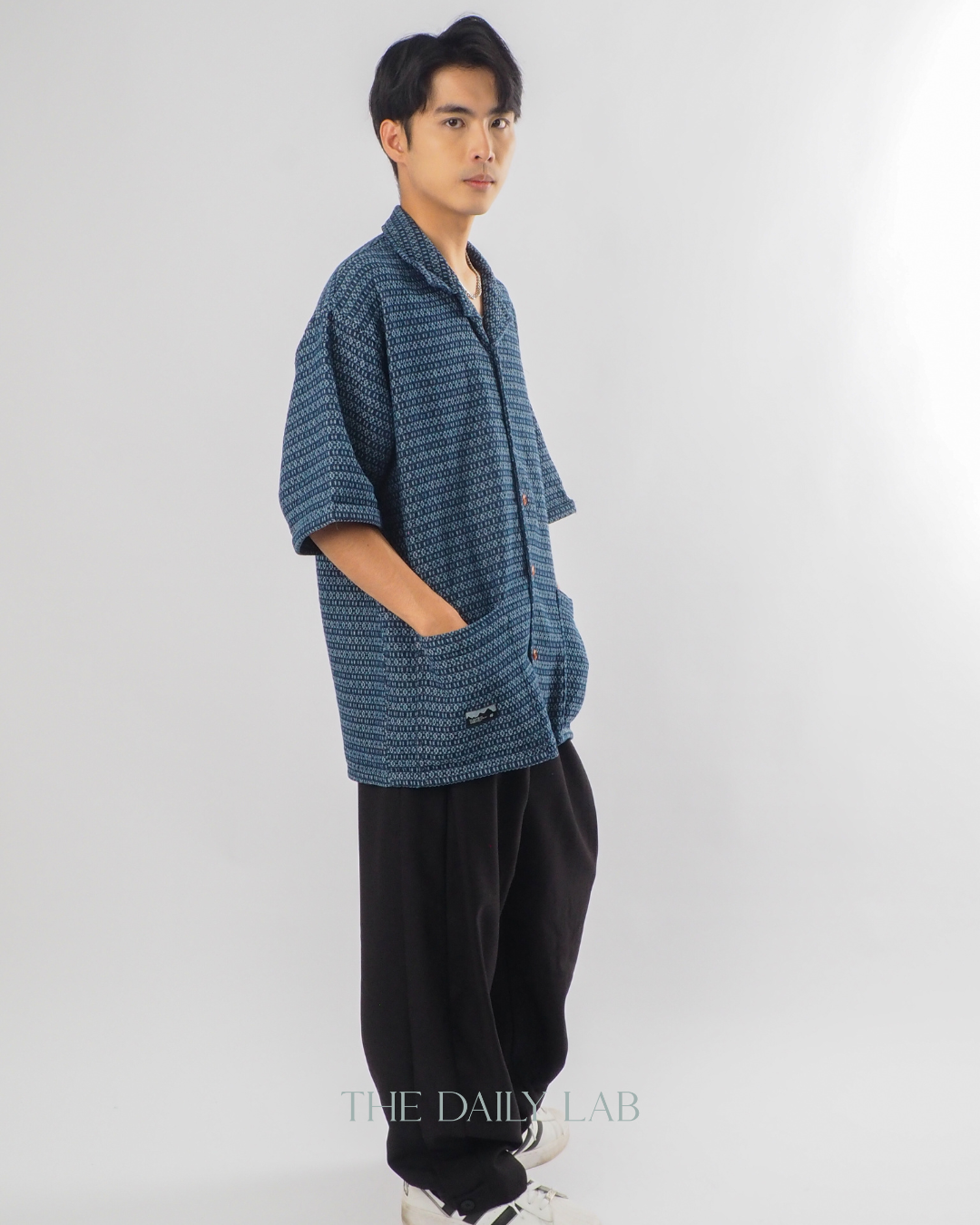 Japanese Retro Workwear Denim Shirt in Blue