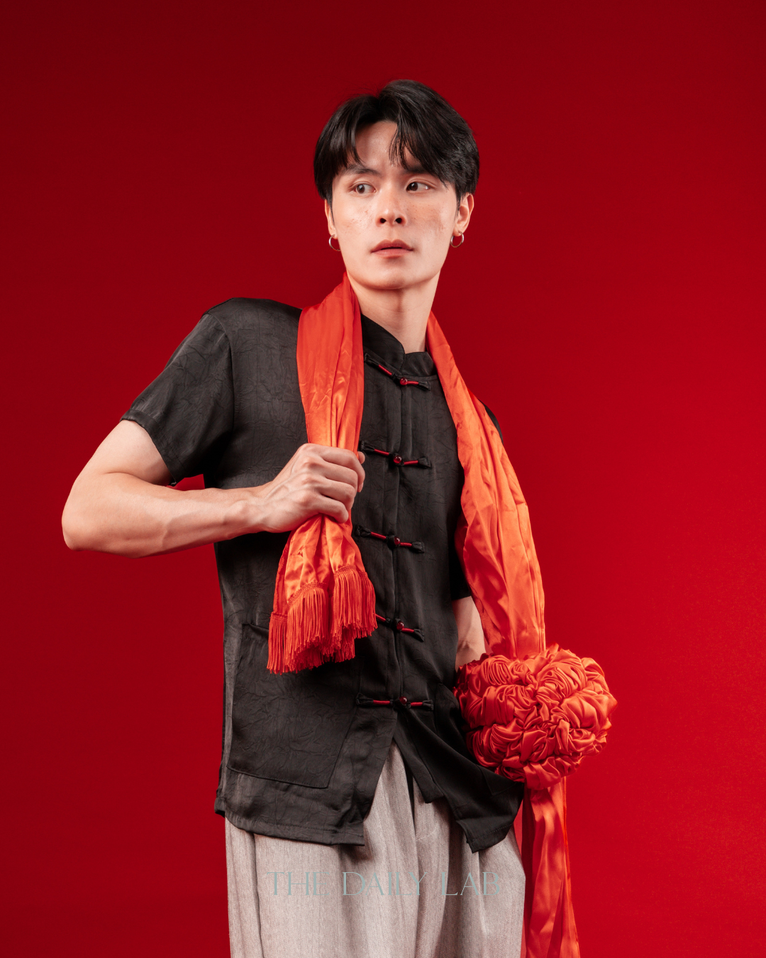 Crimson Knot Tang Shirt in Black