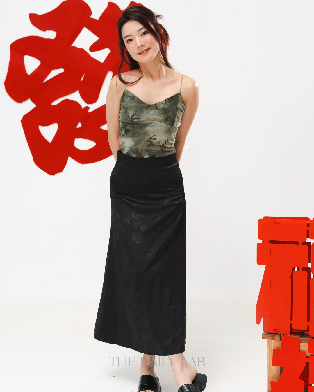 Bamboo Leaf Mesh Tank Top in Green