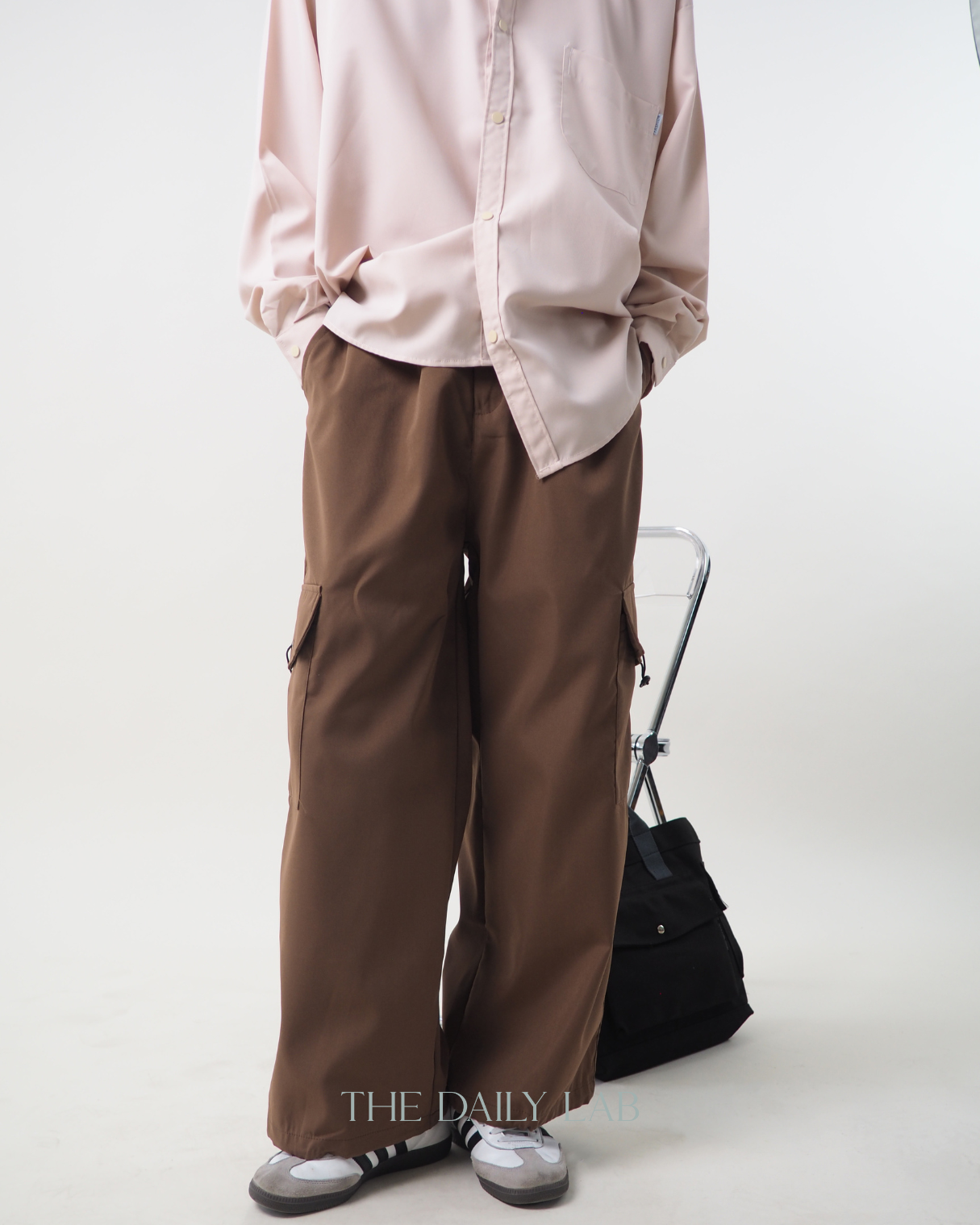 Buttoned Cargo Slacks in Brown