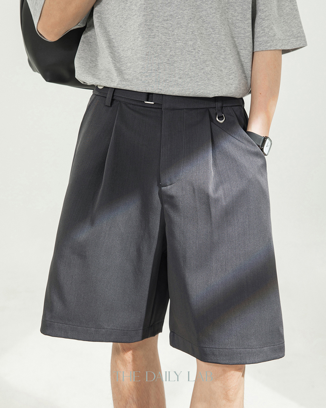 Drape Tailor Shorts in Grey