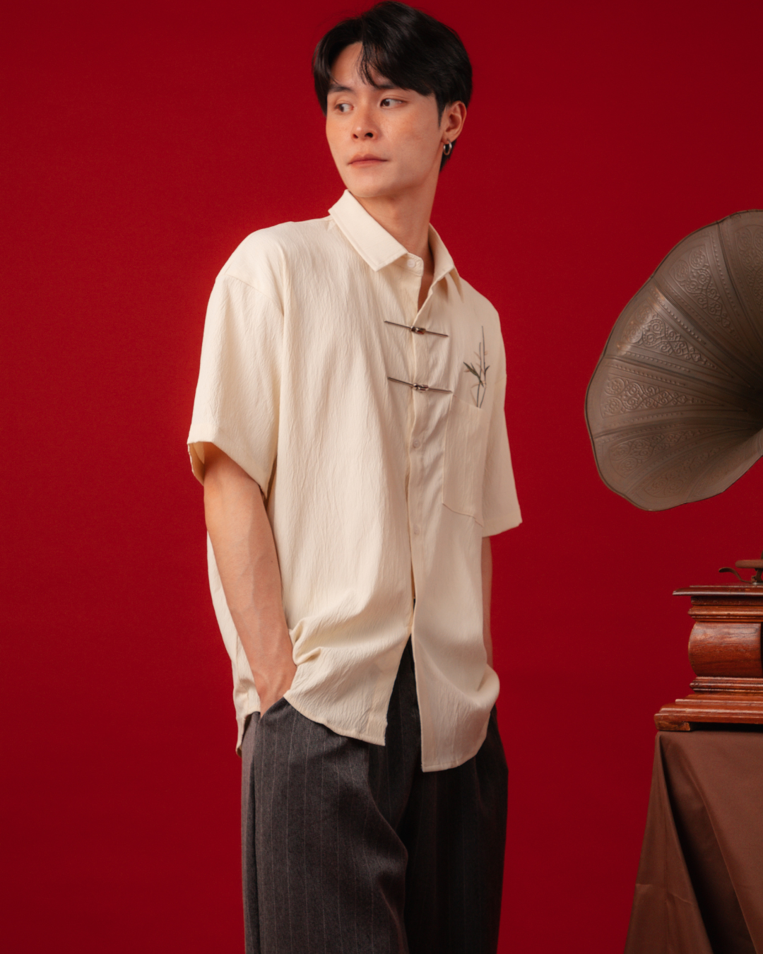Bamboo Stitch Tang Shirt in Beige