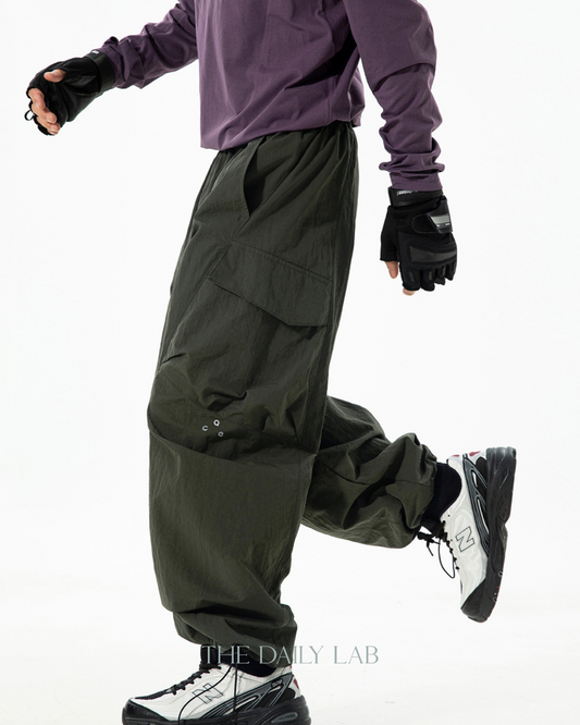 Water-resistant Outdoor Cargo Paratrooper Pants In Gray Green