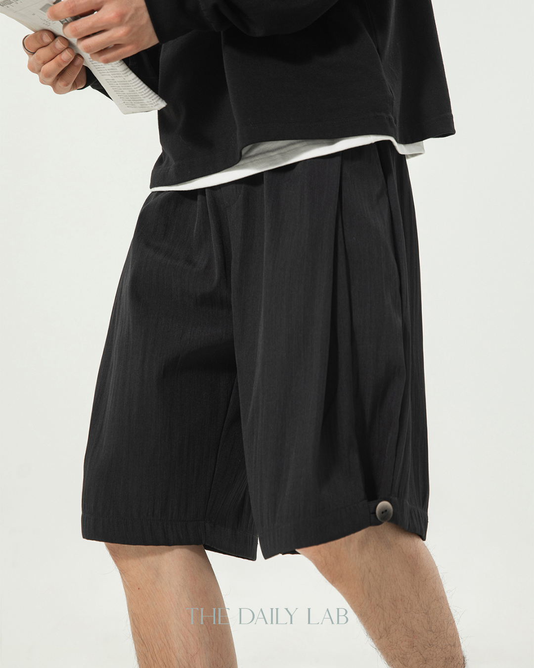 Studio Pleat Shorts in Black