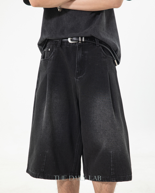 Archive Fade Denim Shorts in Black