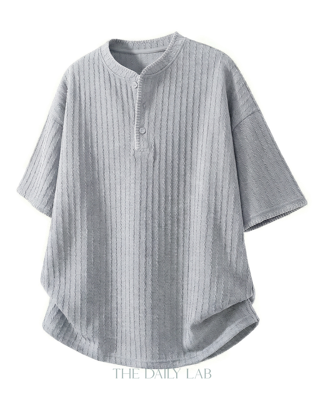 Henley Knit Line Tee in Grey
