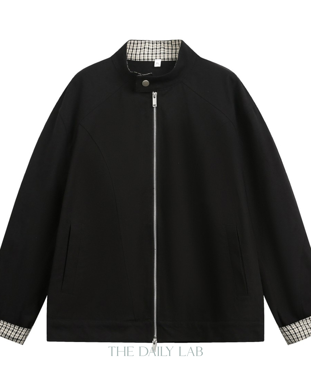 Vintage Checkered Harrington Jacket in Black