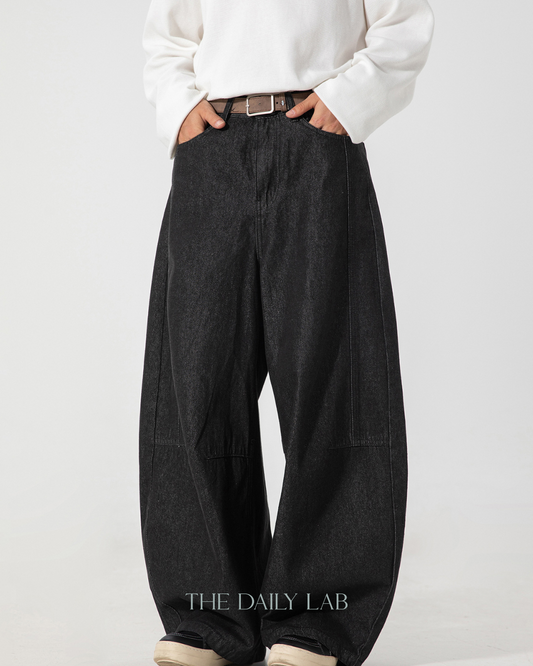 American Vintage Raw Denim Curved Blade Jeans In Black