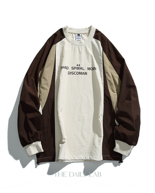 American Vintage Color-block Raglan Pullover Jacket In Brown