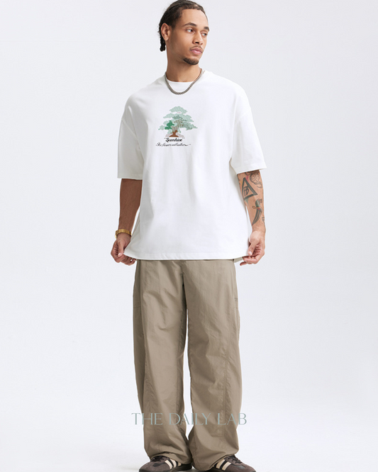 Sunshine  Loose Fit Cotton Tee in White