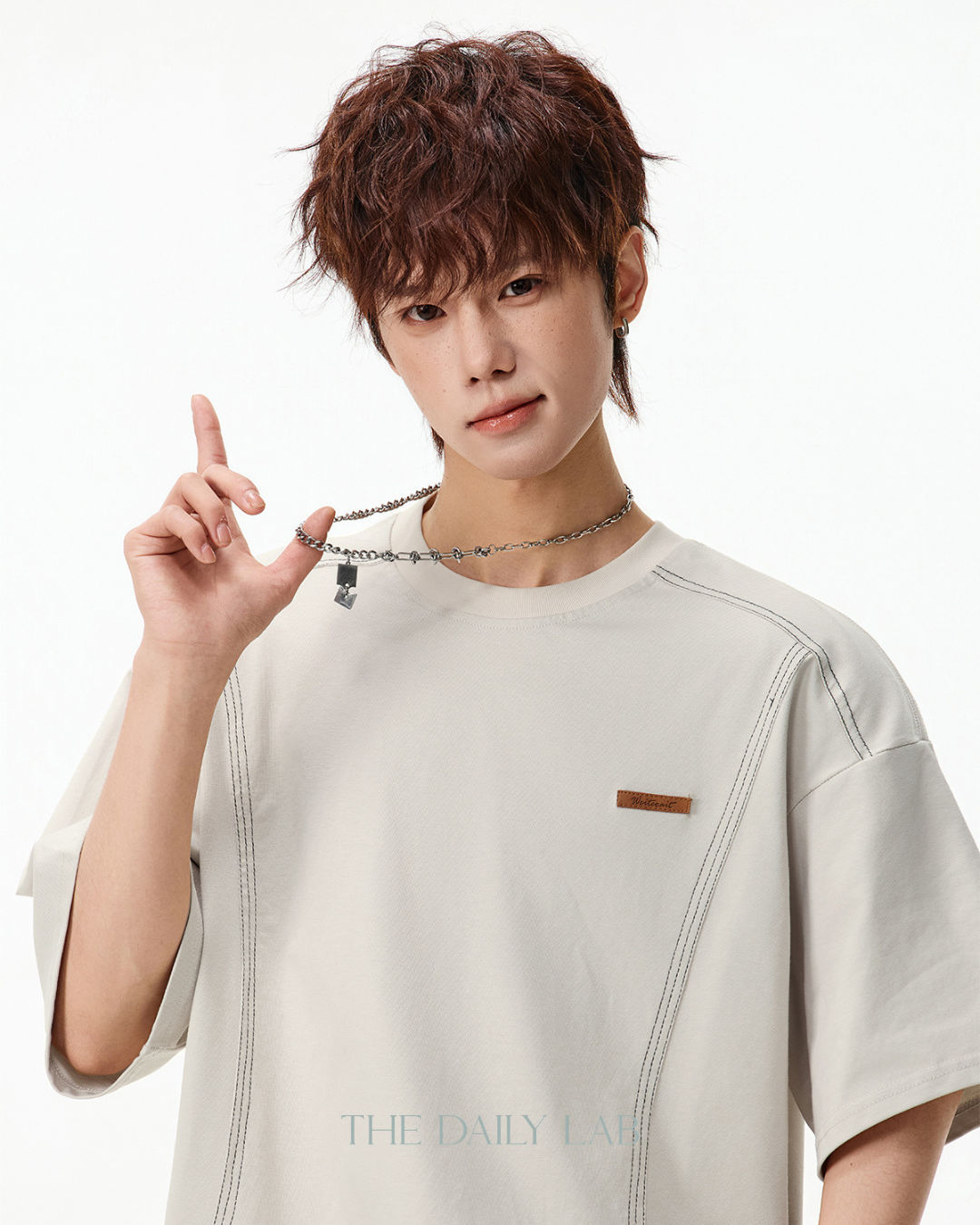 Outline Structure Cotton Tee in Beige