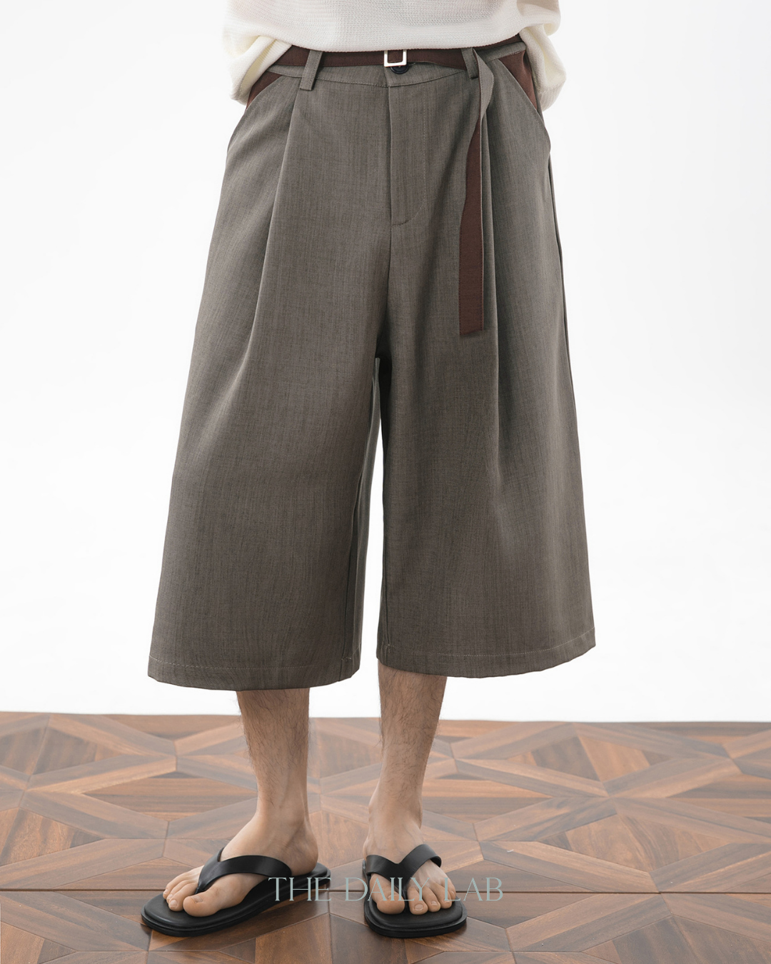 Vintage Wide-Leg Cropped Pants in Brown