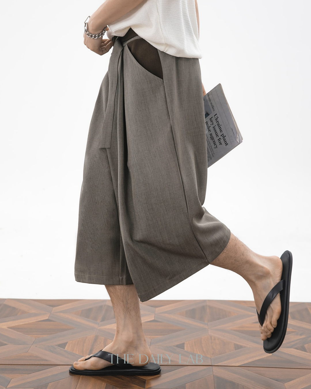 Vintage Wide-Leg Cropped Pants in Brown