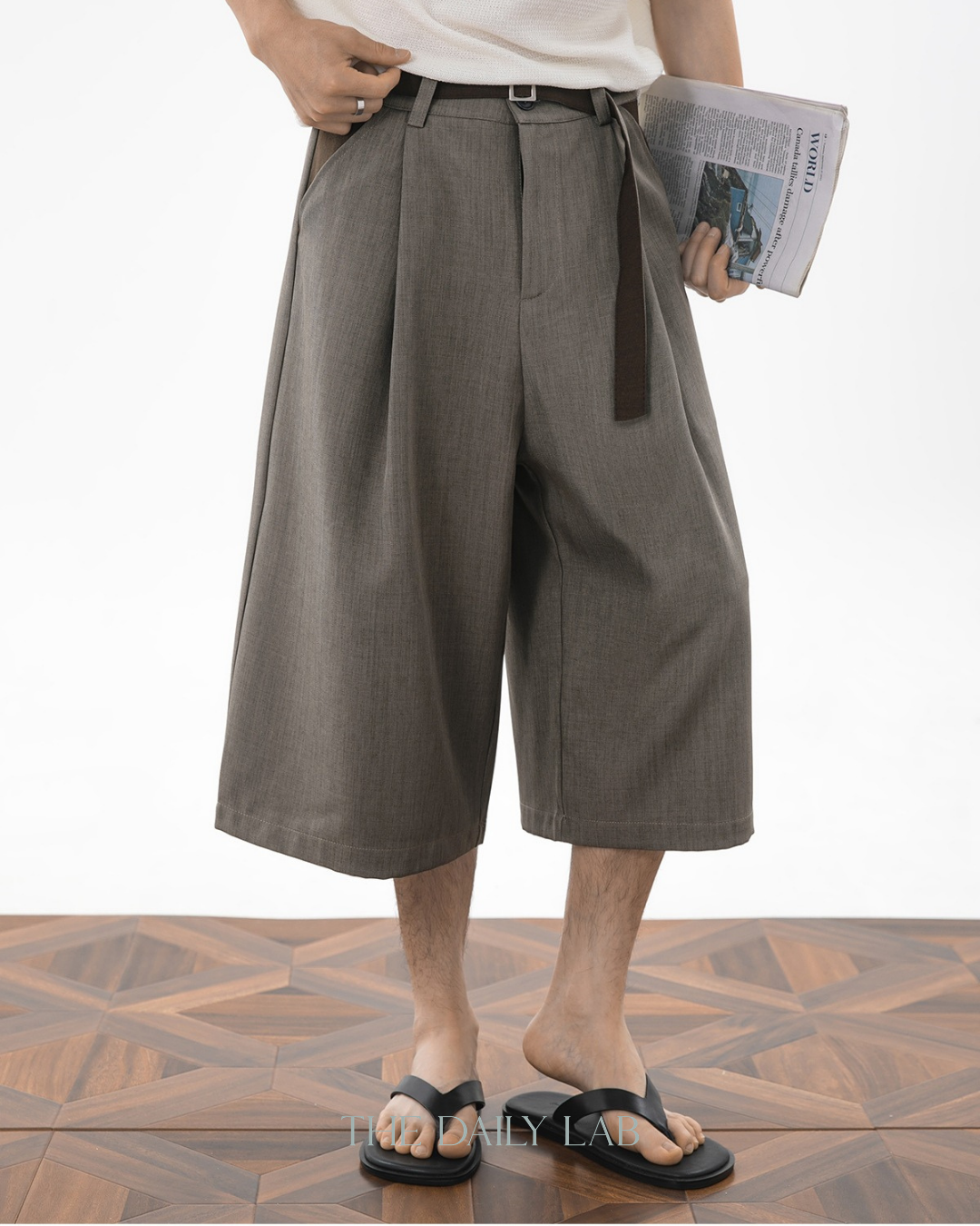Vintage Wide-Leg Cropped Pants in Brown