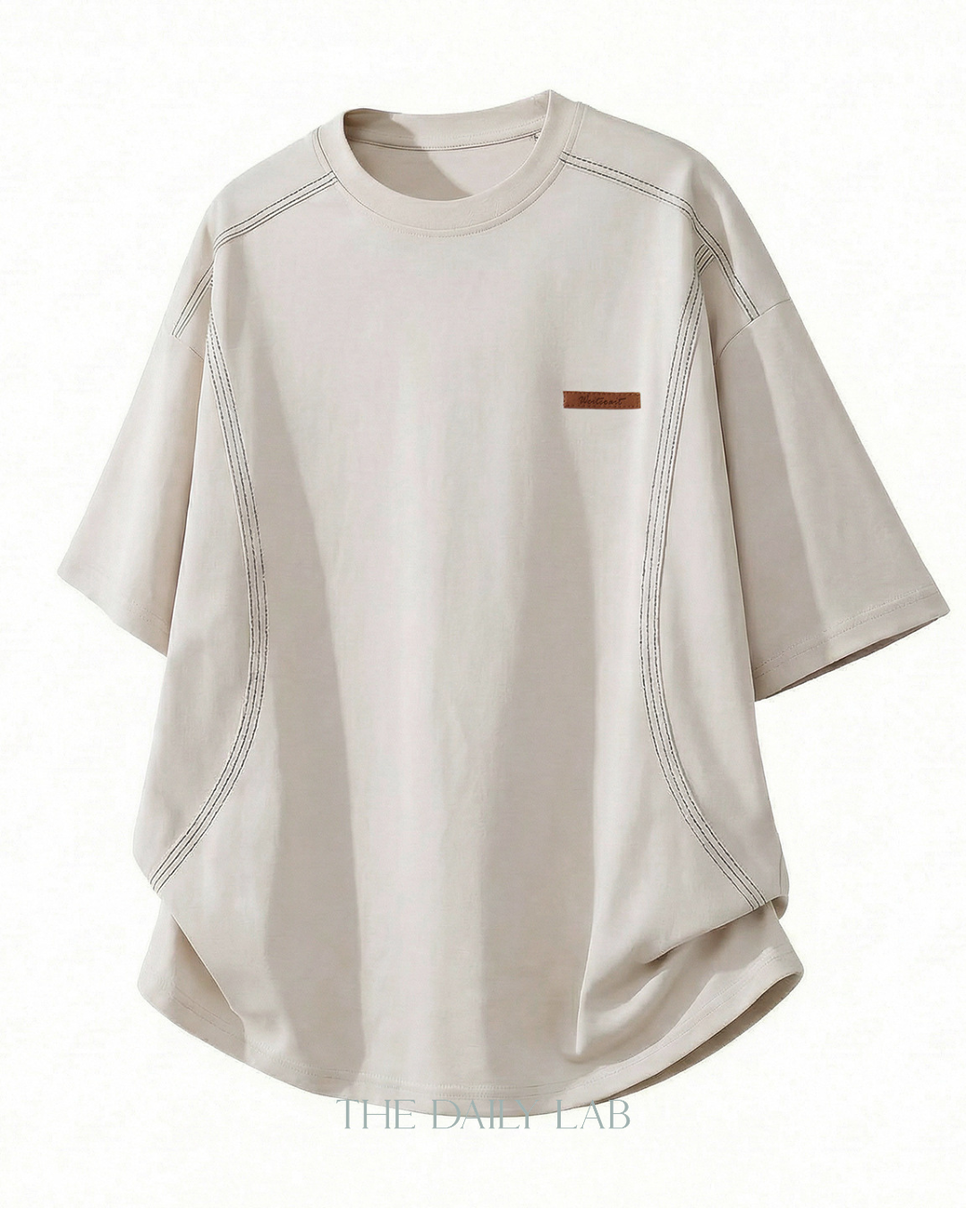 Outline Structure Cotton Tee in Beige