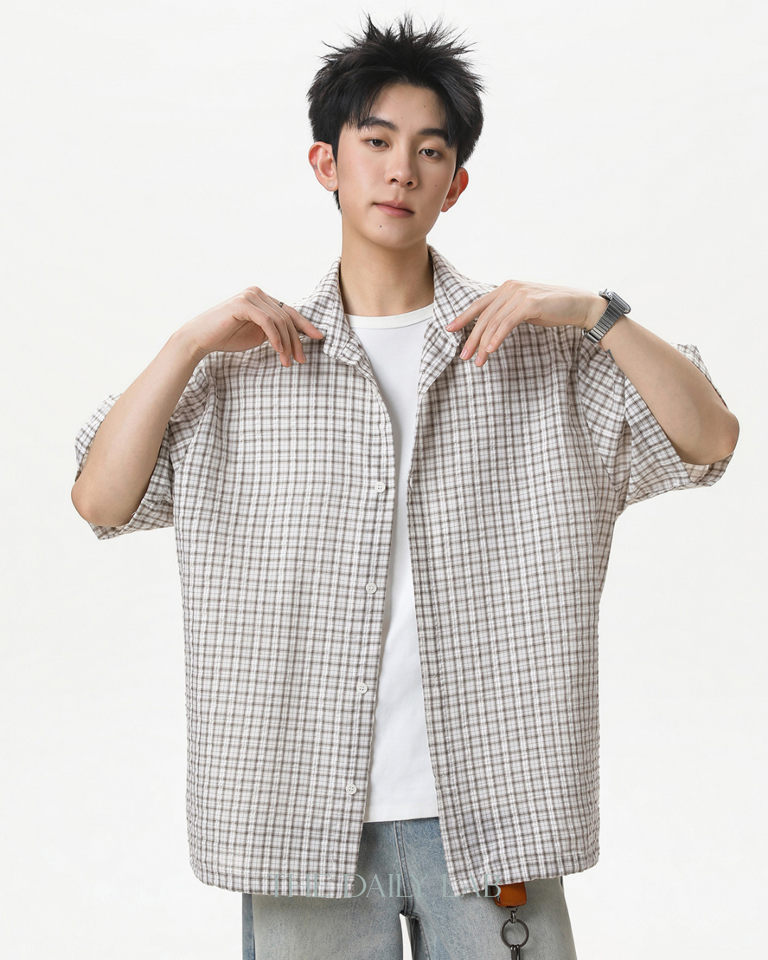 Boxy Plaid Shirt in Khaki