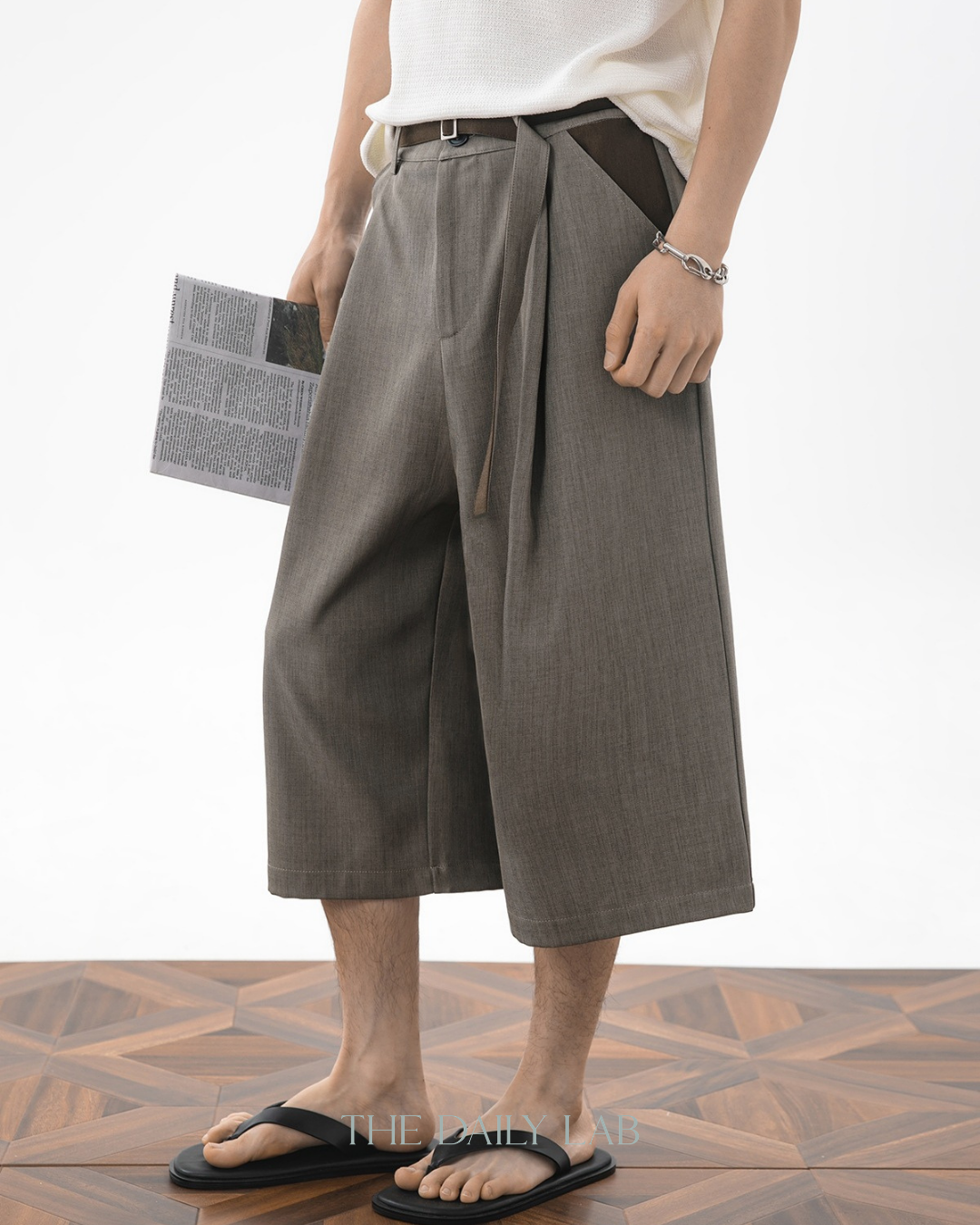 Vintage Wide-Leg Cropped Pants in Brown